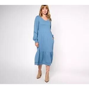 NWT Canyon Retreat Boot Dress Womens XL Denim Blue Midi Boho Fall Western